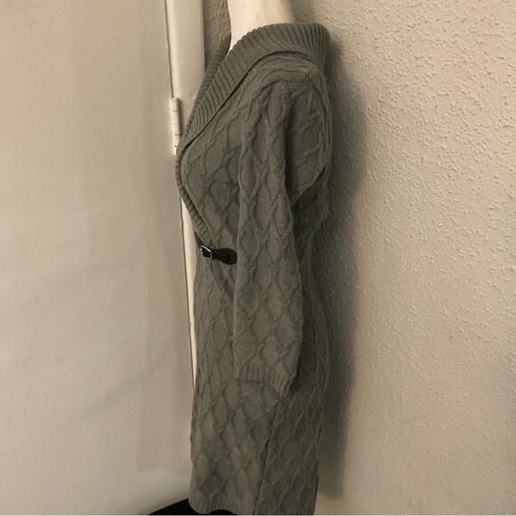Calvin Klein Gray Cable Knit Shift Sweater Dress S Winter Cozycore Corporate - Picture 3 of 11